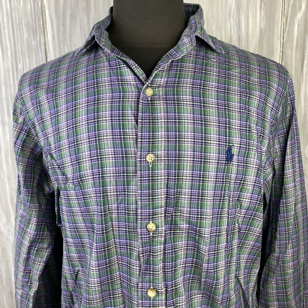 Polo Ralph Lauren Mens L Long Sleeve Plaid Button Up Preppy Old Money Staple